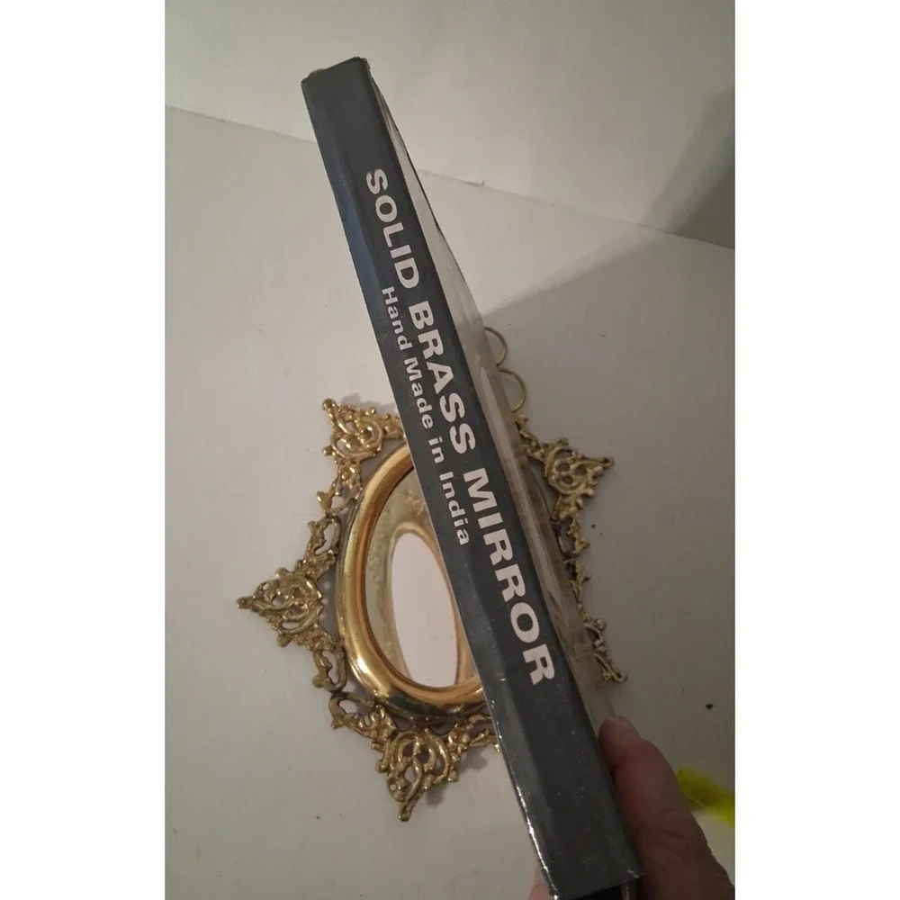 Vintage Brass Ornate Wall Mirror Rococo Baroque New in Box 9
